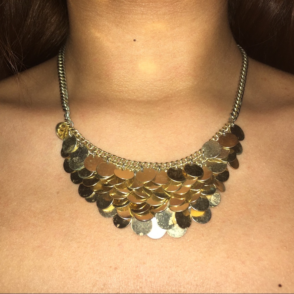 gold necklace w mirror detailing